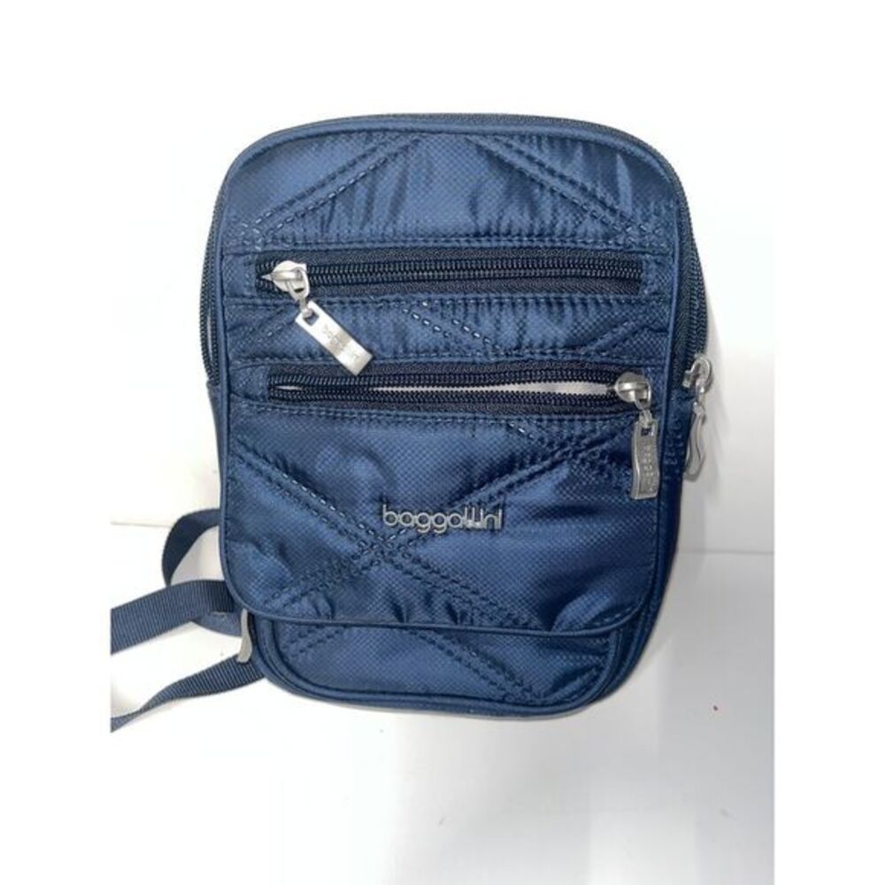 Baggallini Journey Crossbody‎ Navy Quilted Stitch Multi Compartment New W/Tag